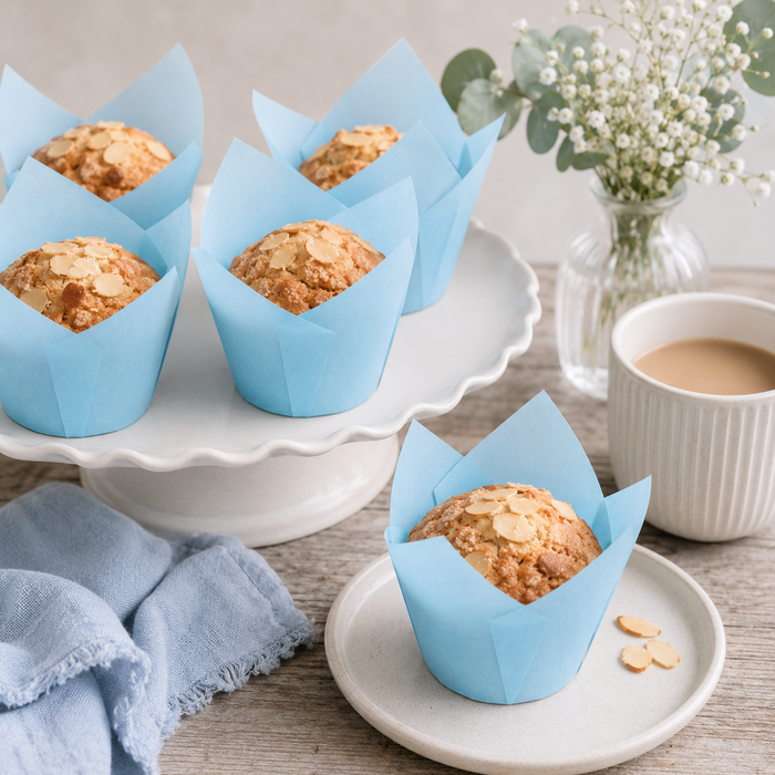 Tulip Cupcake Case Pastel Blue 20pk