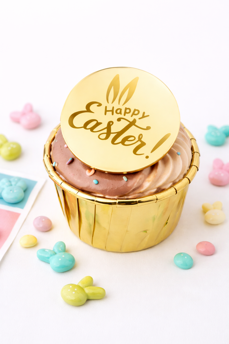Gold Acrylic Disc Easter Cupcake Toppers 12pc