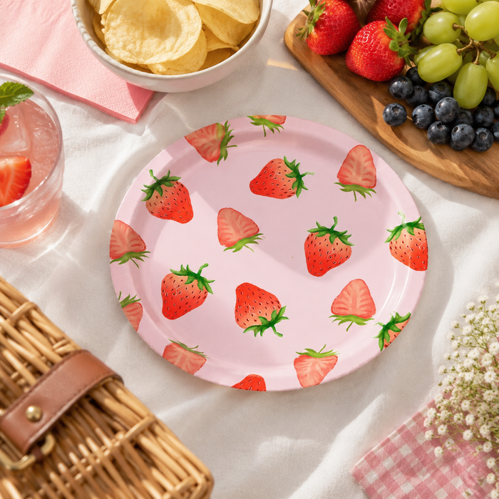 Strawberry Birthday 9inch Round Plates - 10pk