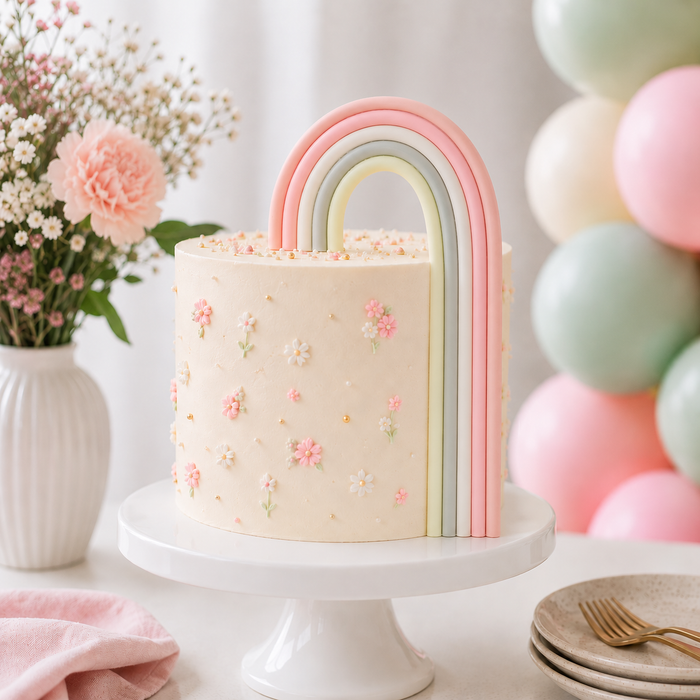 Peach Rainbow Cake Topper 1pc