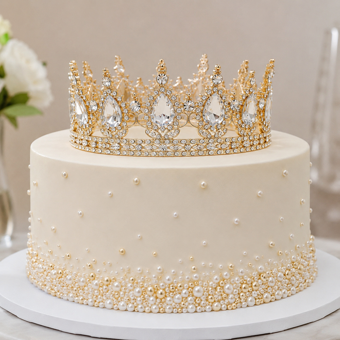 Gold Luxe Crown Metal Cake Topper – 13cm