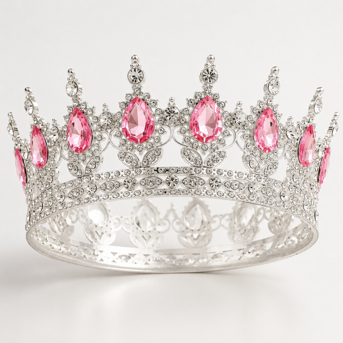 Silver Luxe Crown Metal Cake Topper – 13cm