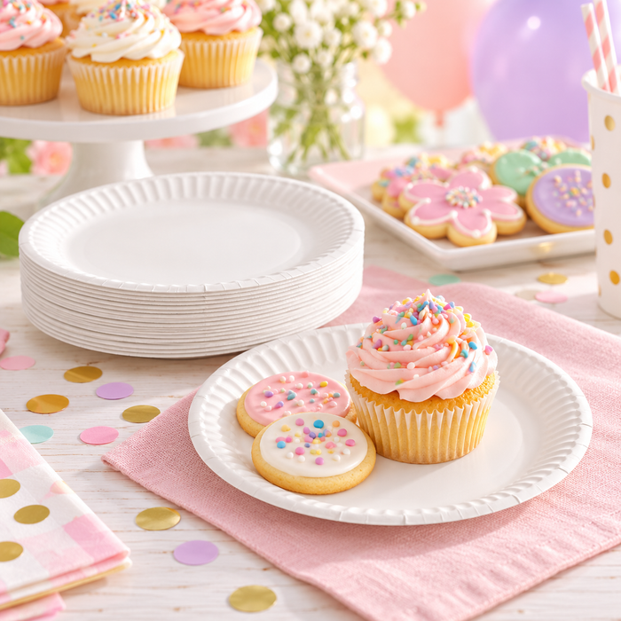 Paper Plate Uncoated White 175mm - 50pk