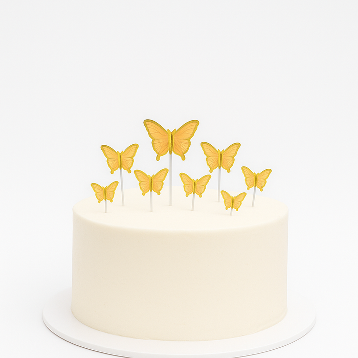 Peach Butterfly Cake Topper Decorations - 10pk