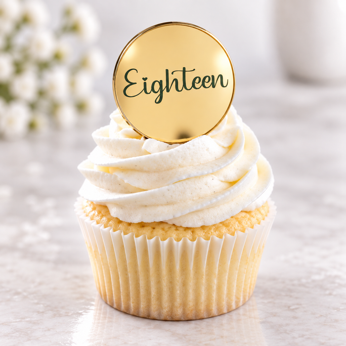 Eighteen Acrylic Disc Cupcake Toppers Gold
