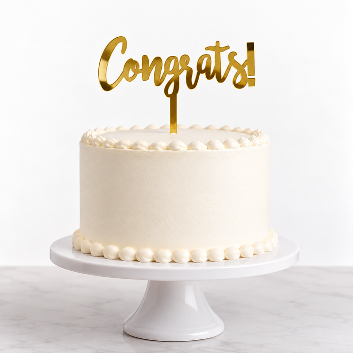 Congrats! Gold Thin Acrylic Cake Topper 12cm