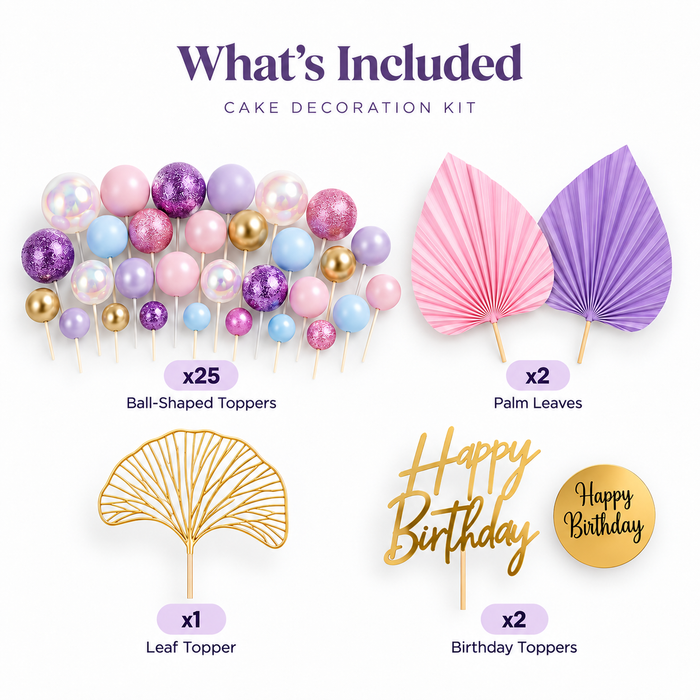 Birthday Cake Topper Deco Kit 30pc - Pastel Dreams