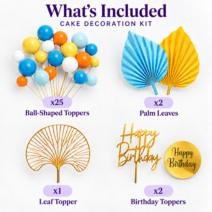 Birthday Cake Topper Deco Kit 30pc - Ocean Breeze