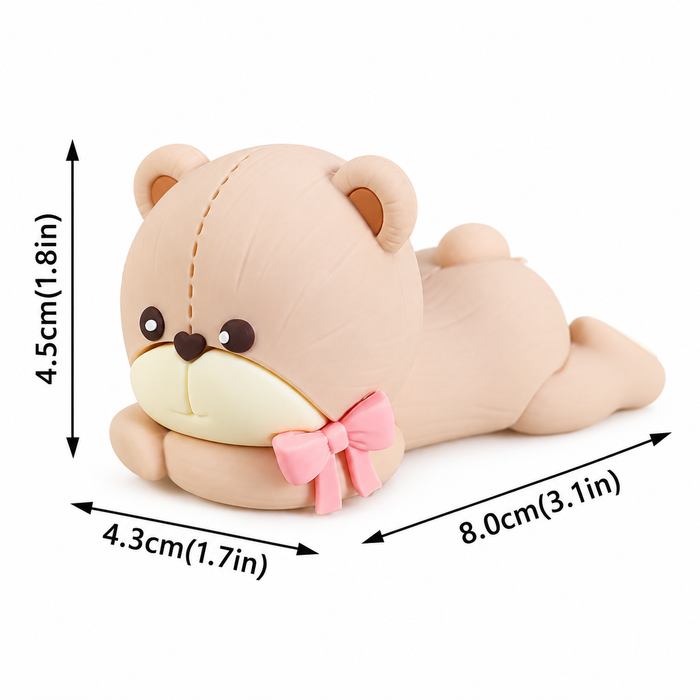 Sleeping Teddy Bear Figurine - Pink 1pc