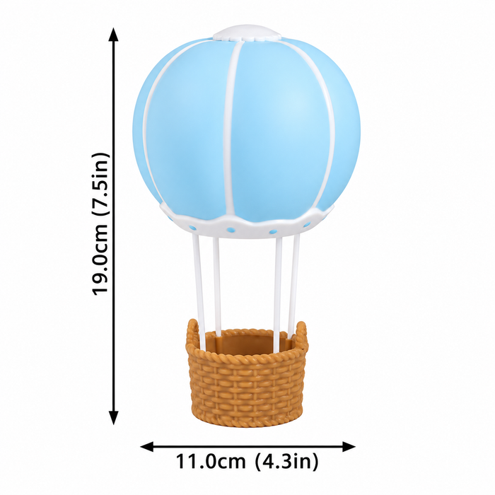 Cake Topper Figurine - Hot Air Balloon Blue