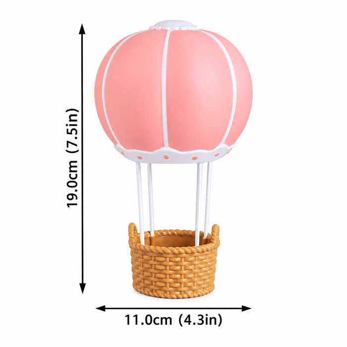 Cake Topper Figurine - Hot Air Balloon Pink