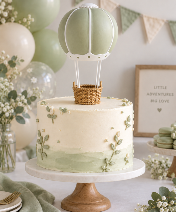 Cake Topper Figurine - Hot Air Balloon Sage Green