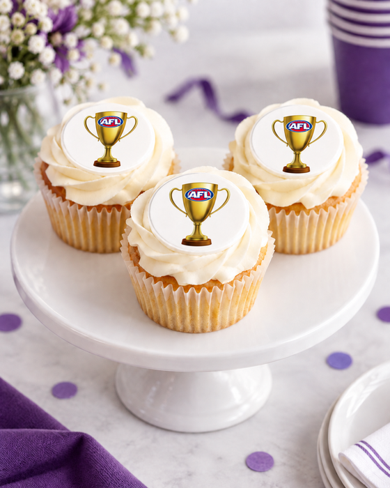 AFL Finals Trophy Edible Icing Image - 24 Cupcake Toppers