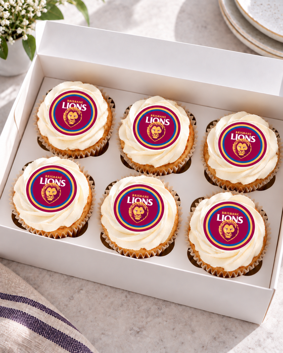 Brisbane Lions 24 Edible Cupcake Toppers (4cm)