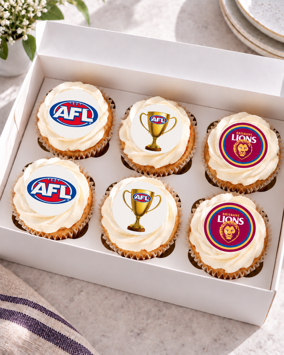 AFL Finals Lions Mixed Edible Icing Image - 24 Cupcake Toppers