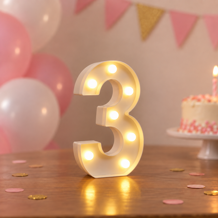 Mini 22cm Light Up Number 3