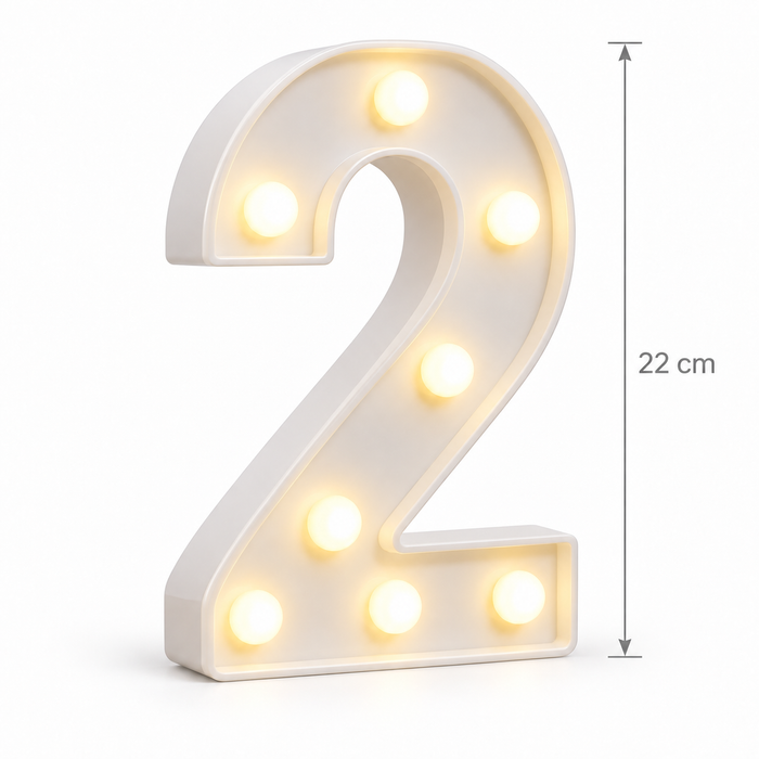 Mini 22cm Light Up Number 2