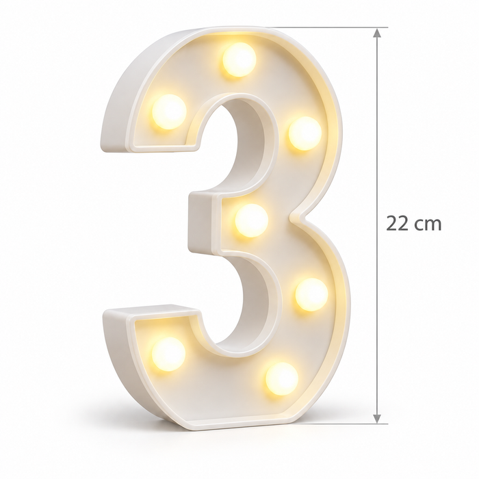 Mini 22cm Light Up Number 3
