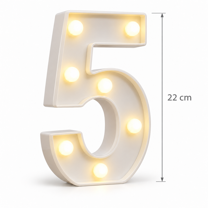 Mini 22cm Light Up Number 5