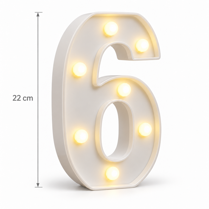 Mini 22cm Light Up Number 6