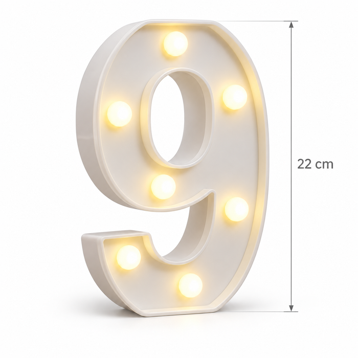 Mini 22cm Light Up Number 9