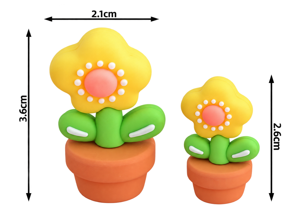 Flower Pot Figurine Yellow/Pink