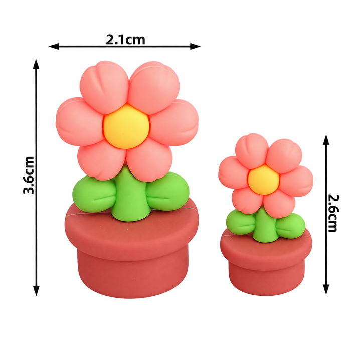 Flower Pot Figurine Yellow/Pink