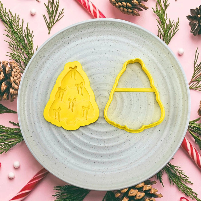 Christmas Tree with Bows Cutter & Debosser Set
