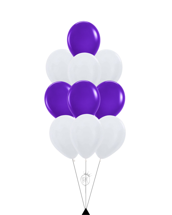 Purple & White 10 Balloon Bouquet