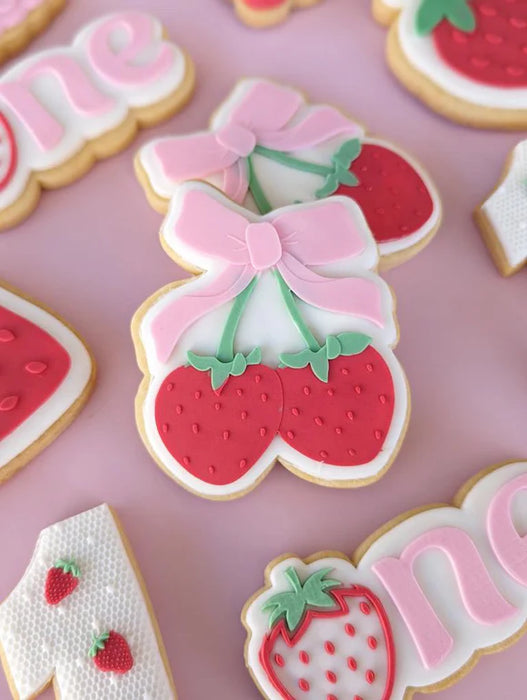 Strawberries With Bow Debosser And Cutter