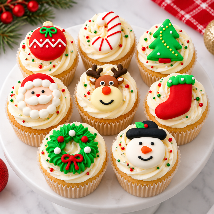 Assorted Edible Sugar Christmas Decorations 40mm - 96pcs