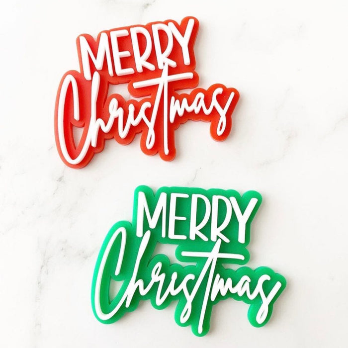 Merry Christmas Acrylic Cake Charm Topper - Red