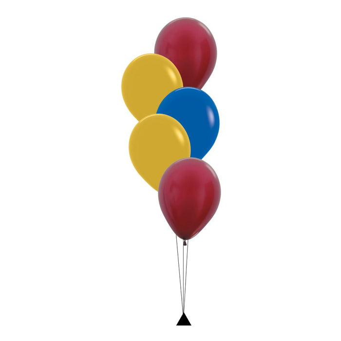 5 Balloon Bouquet - Burgandy, Mustard & Blue