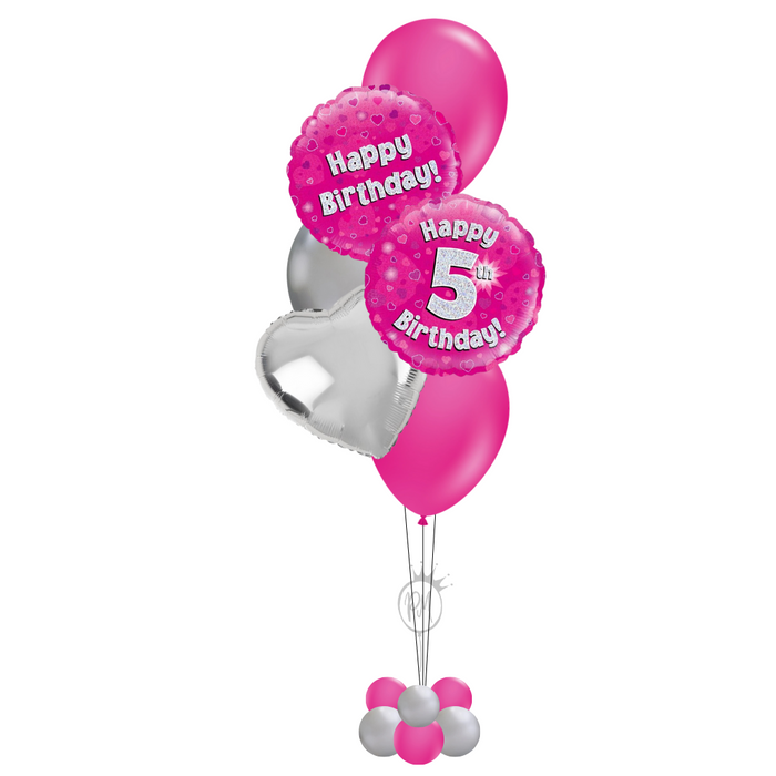 Pink Age Holographic Birthday Heart Bouquet