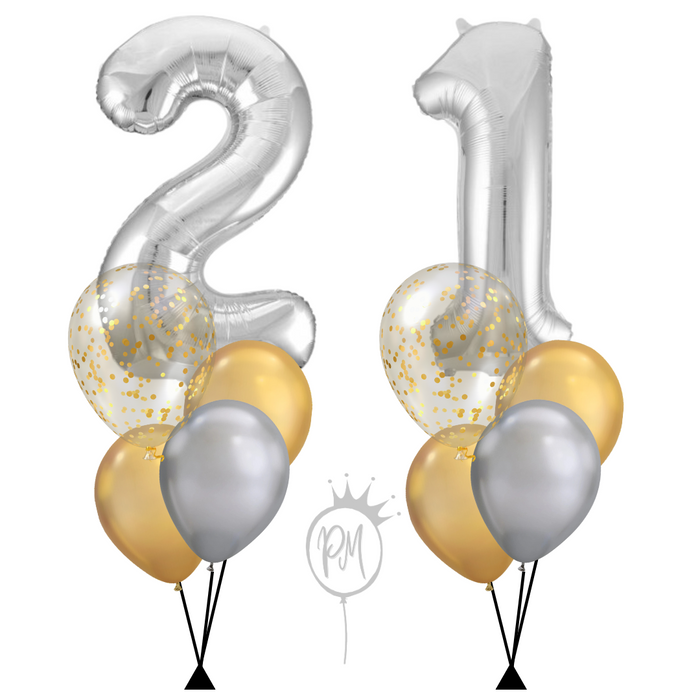 Number Balloon Bouquet w/Confetti Balloons - LARGE