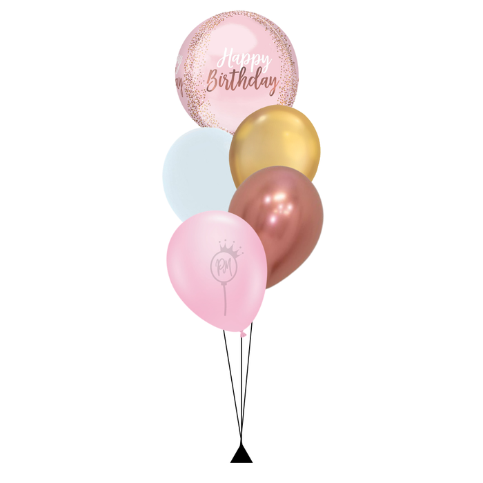 Happy Birthday Blush Orbz Foil Helium Filled