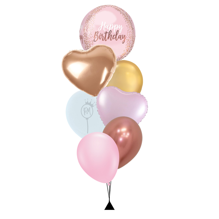 Happy Birthday Blush Orbz Foil Helium Filled