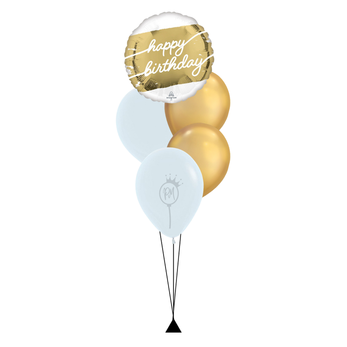 Happy Birthday White Gold Foil Balloon