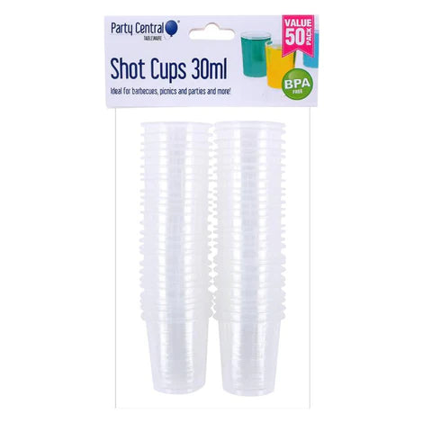 Clear Plastic Shot Cups (30ml) - 50pk