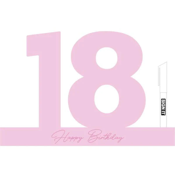 Fairy Floss Pink 18th Signature Block With Pen