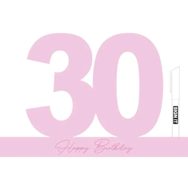 Fairy Floss Pink 30TH Signature Block With Pen