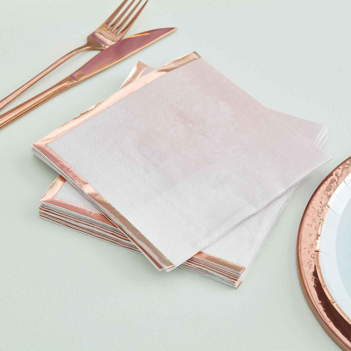 Ginger Ray Rose Gold Foiled Pink Glaze Effect Napkins 16pk
