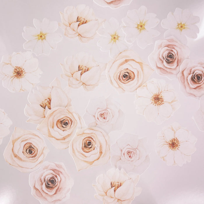 Wafer Paper Signature Ivory Florals - Cupcake Toppers