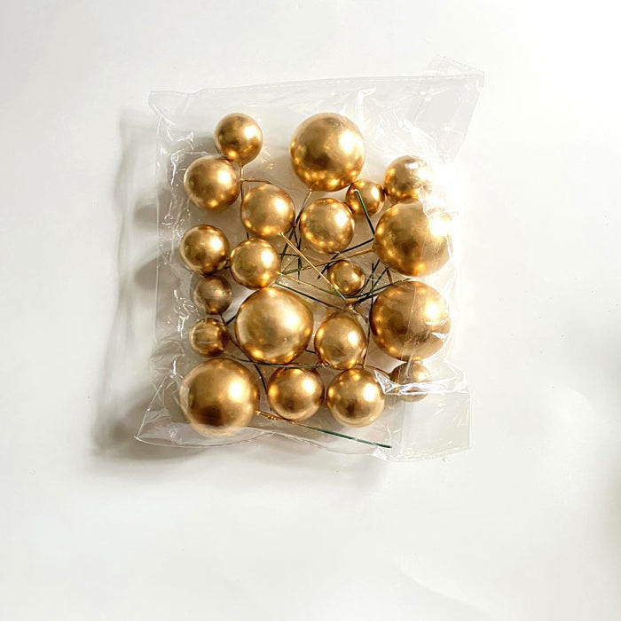 Cake Ball Toppers 20pc Mixed Sizes - Gold