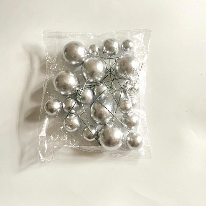 Cake Ball Toppers 20pc Mixed Sizes - Silver