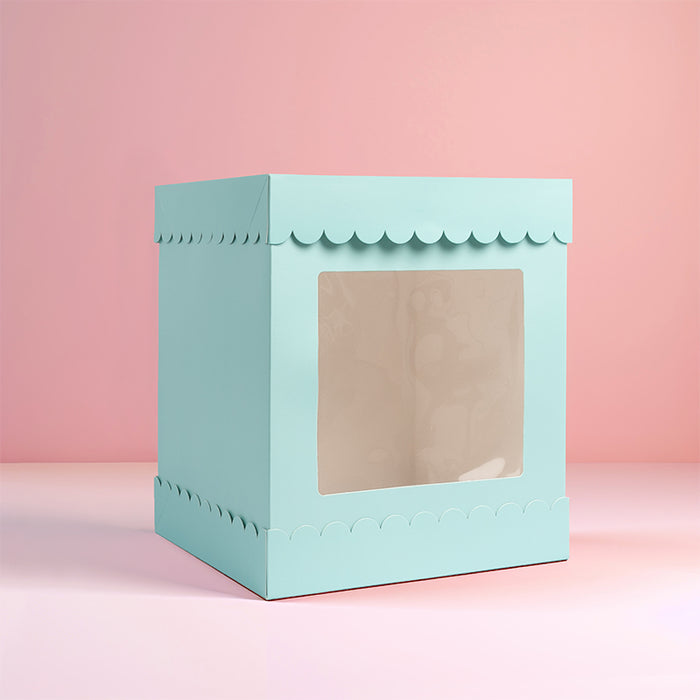 10" x 10" x 12" Tall Scalloped Cake Box - PASTEL BLUE