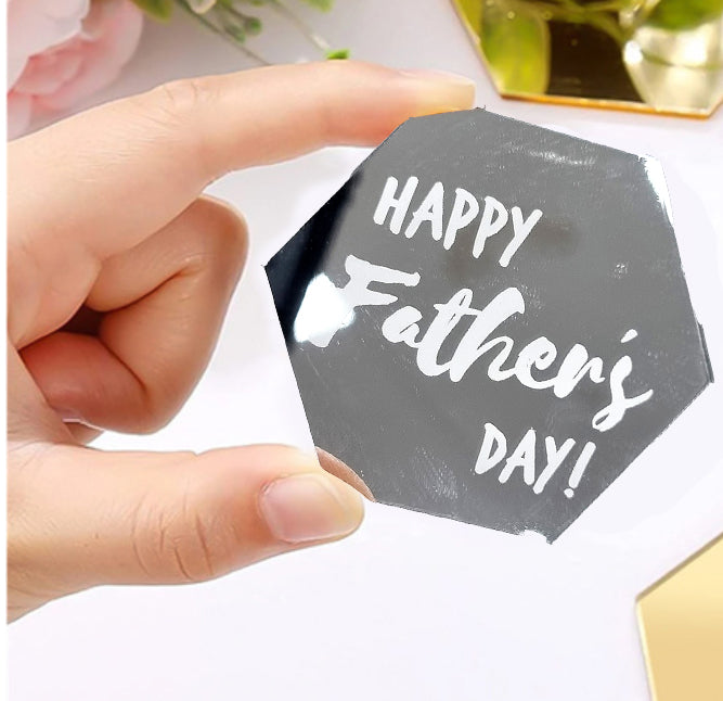 Happy Father's Day Silver Acrylic Cupcake Topper 10pcs