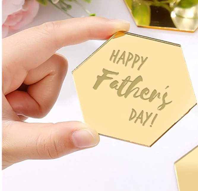 Happy Father's Day Gold Acrylic Cupcake Topper 10pcs