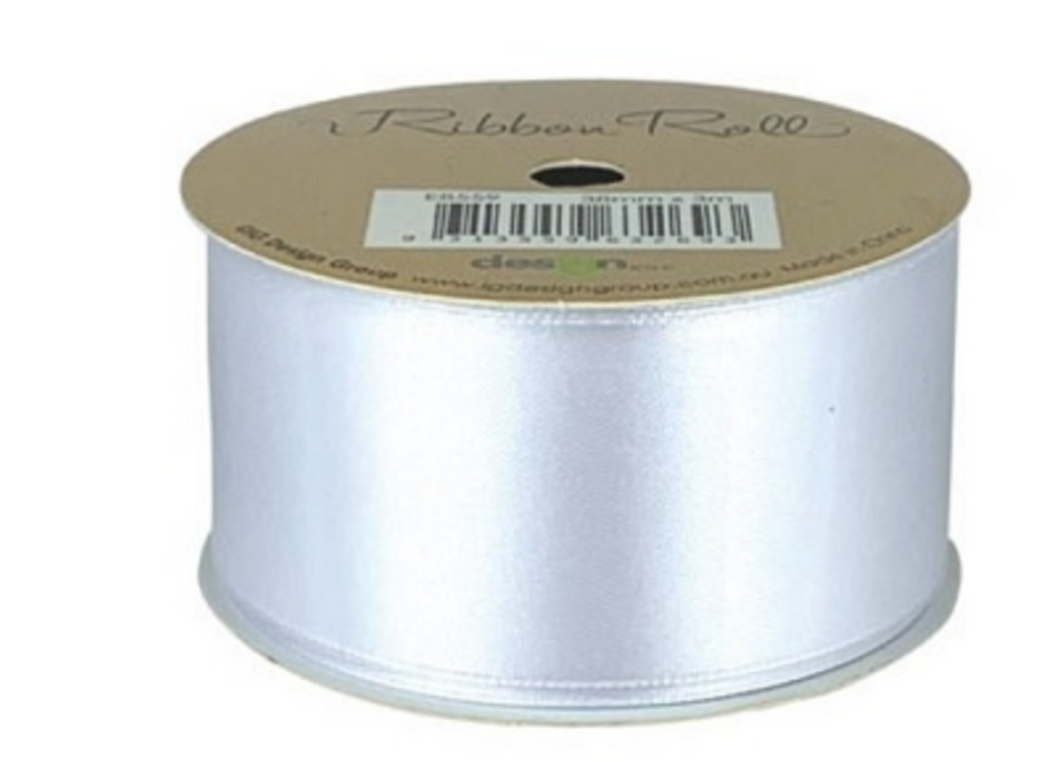 Riban Rol Ribbon Roll 38mm x 4m - White — Party Mix - Perth Party & Cake Supplies