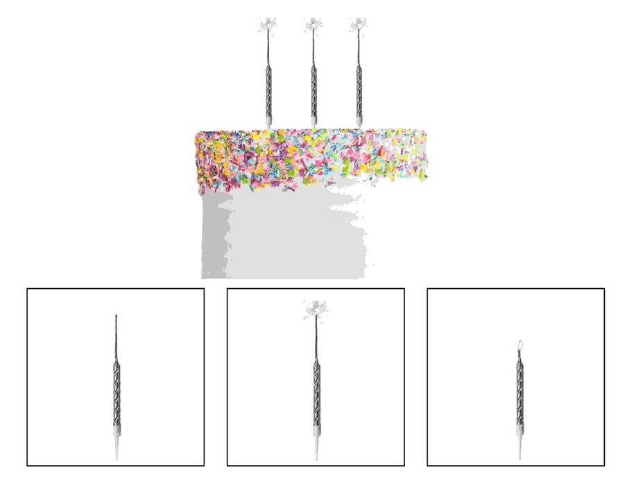 Sparkler Candle 3pk - Silver